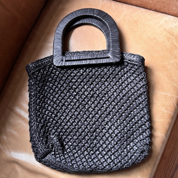 Genuine soft Leather woven black bohemian bag designer handmade vintage vibes - Picture 5 of 17